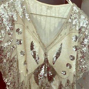 Vintage Sequin on Silk top